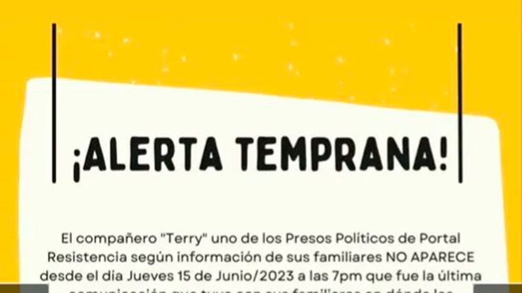 1 3 Familiares de Terry, integrante condenado de la Primera Línea, exigen desesperadamente información sobre su paradero y estado de salud